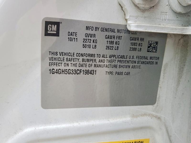 Aukcja sprzedaży 2012 Buick Lacrosse, vin: 1G4GH5G33CF198431, numer aukcji: 55938256
