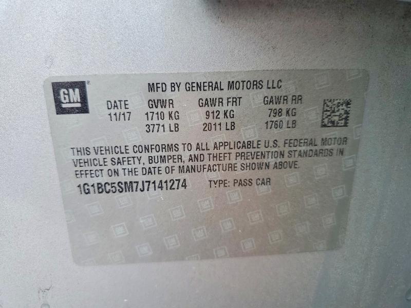 Продаж на аукціоні авто 2018 Chevrolet Cruze, vin: 1G1BC5SM7J7141274, номер лоту: 57662366