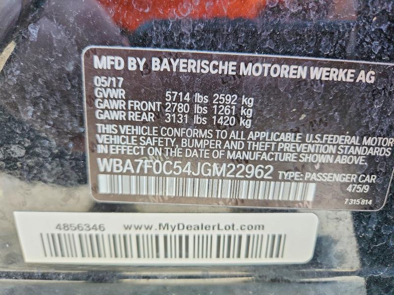 Aukcja sprzedaży 2018 Bmw 750, vin: WBA7F0C54JGM22962, numer aukcji: 57883766