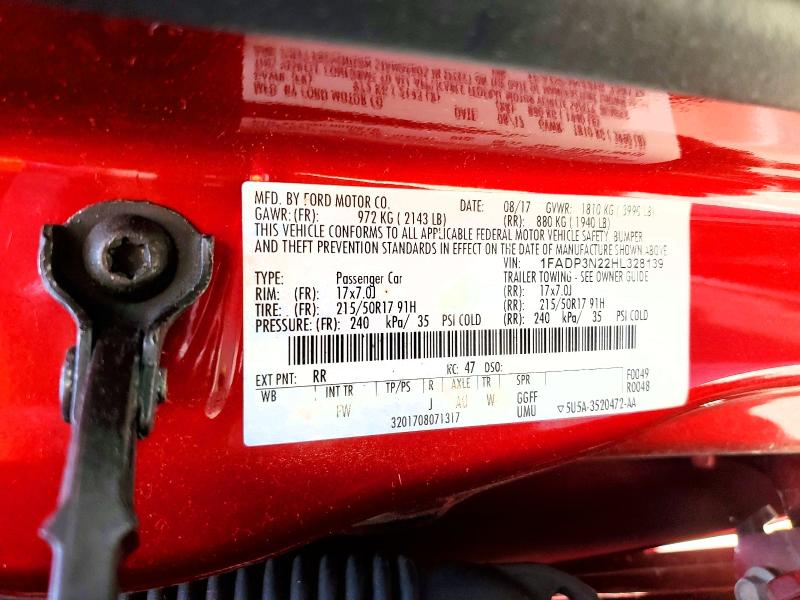 Aukcja sprzedaży 2017 Ford Focus, vin: 1FADP3N22HL328139, numer aukcji: 58558766