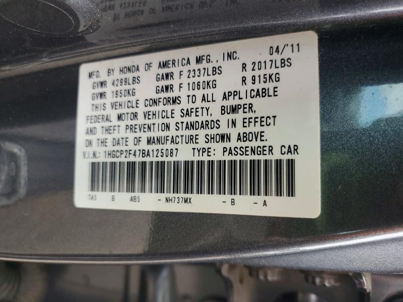 Aukcja sprzedaży 2011 Honda Accord, vin: 1HGCP2F47BA125087, numer aukcji: 56053116
