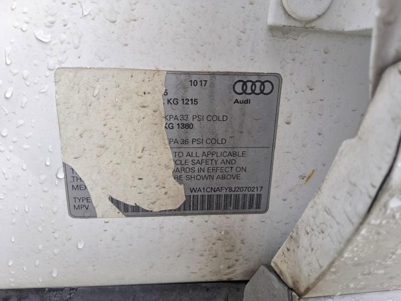 Продажа на аукционе авто 2018 Audi Q5, vin: WA1CNAFY8J2070217, номер лота: 56603676
