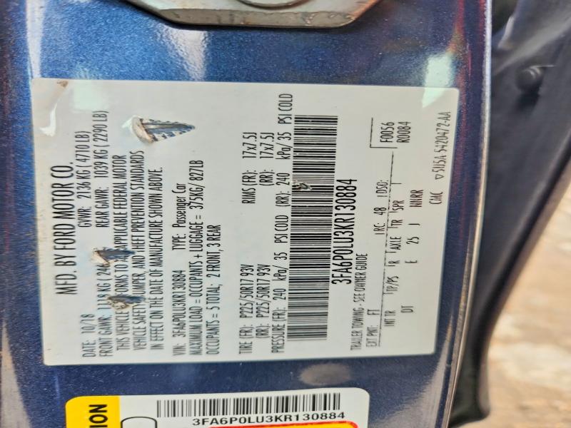 Aukcja sprzedaży 2019 Ford Fusion, vin: 3FA6P0LU3KR130884, numer aukcji: 52958456