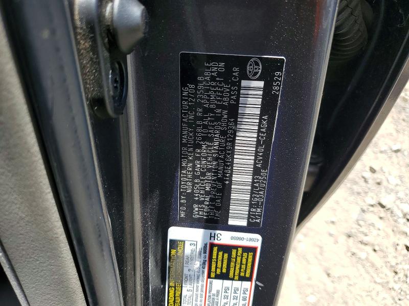 Продажа на аукционе авто 2009 Toyota Camry, vin: 4T4BE46KX9R129364, номер лота: 57350226