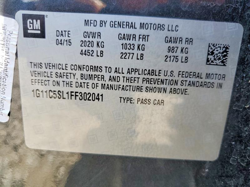 Продаж на аукціоні авто 2015 Chevrolet Malibu, vin: 1G11C5SL1FF302041, номер лоту: 58119606