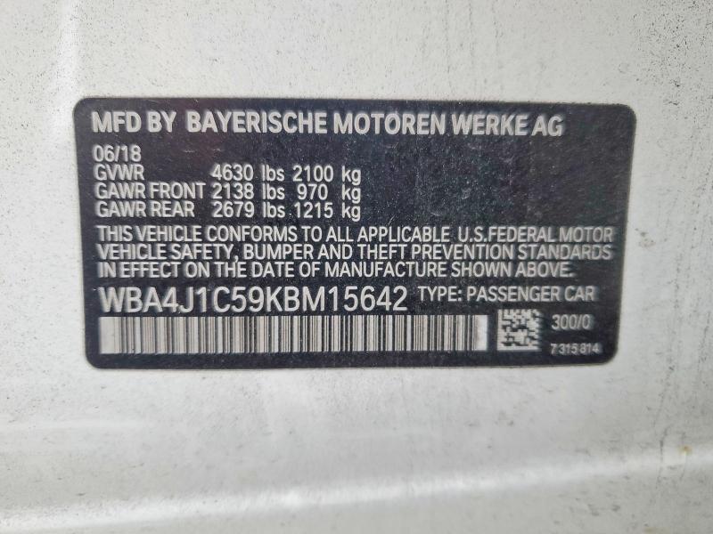 Продажа на аукционе авто 2019 Bmw 430i, vin: WBA4J1C59KBM15642, номер лота: 57179906