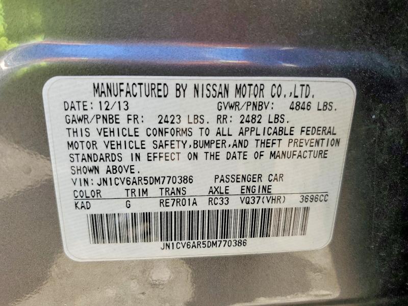 Aukcja sprzedaży 2013 Infiniti G37 Sedan, vin: JN1CV6AR5DM770386, numer aukcji: 55512636