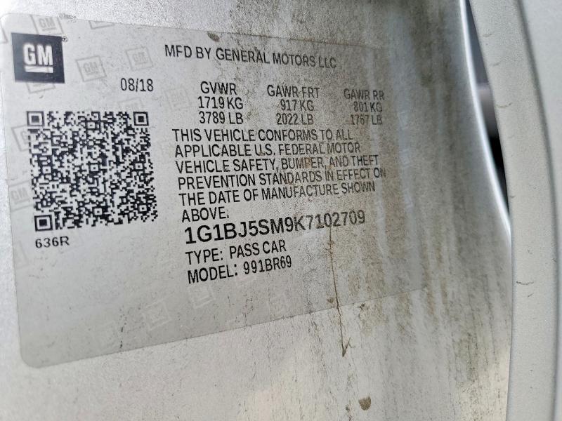 Продажа на аукционе авто 2019 Chevrolet Cruze, vin: 1G1BJ5SM9K7102709, номер лота: 54422736