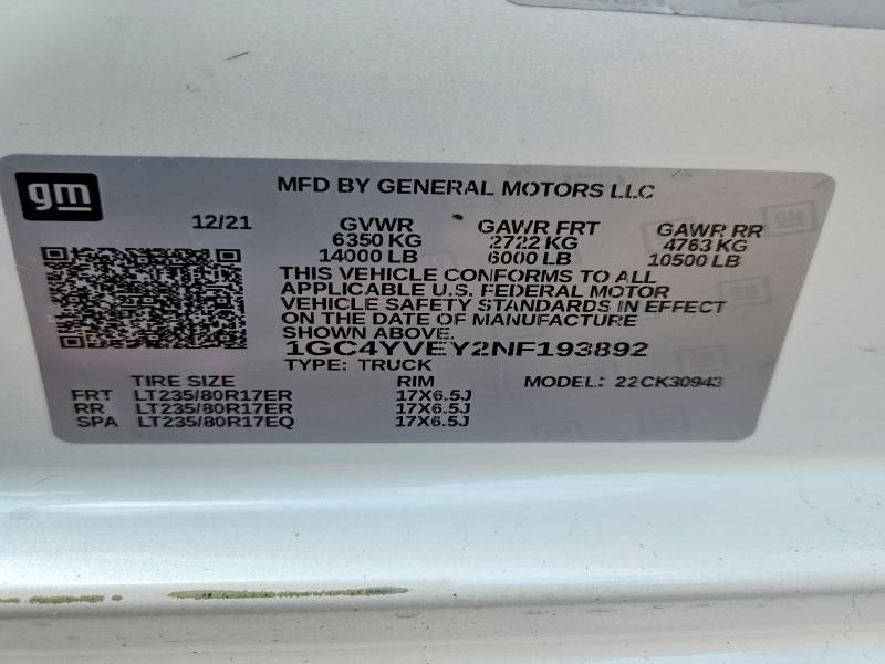 Продажа на аукционе авто 2022 Chevrolet Silverado, vin: 1GC4YVEY2NF193892, номер лота: 55374616