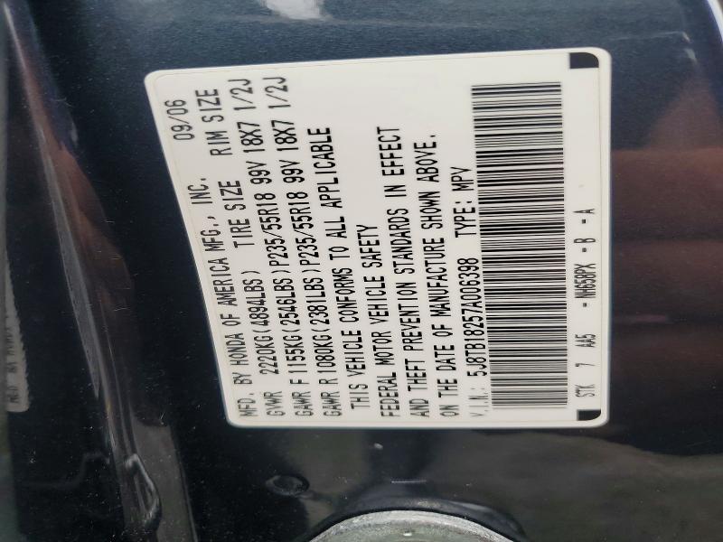 Aukcja sprzedaży 2007 Acura Rdx, vin: 5J8TB18257A006398, numer aukcji: 57053256