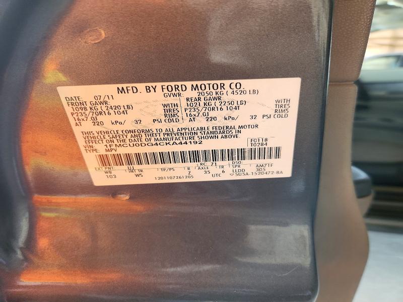 56369616 :رقم المزاد ، 1FMCU0DG4CKA44192 vin ، 2012 Ford Escape مزاد بيع