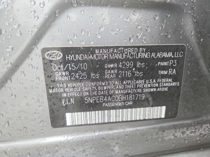 Aukcja sprzedaży 2011 Hyundai Sonata, vin: 5NPEB4AC0BH181719, numer aukcji: 58988896