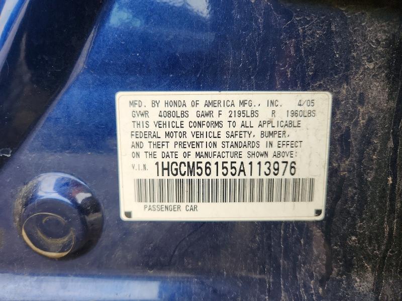 Продаж на аукціоні авто 2005 Honda Accord, vin: 1HGCM56155A113976, номер лоту: 58504726