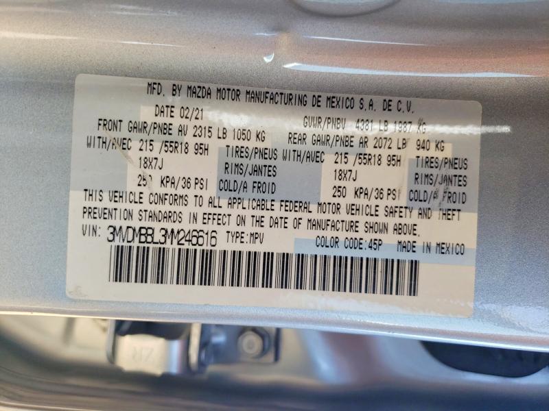 Aukcja sprzedaży 2021 Mazda Cx-30, vin: 3MVDMBBL3MM246616, numer aukcji: 56337646
