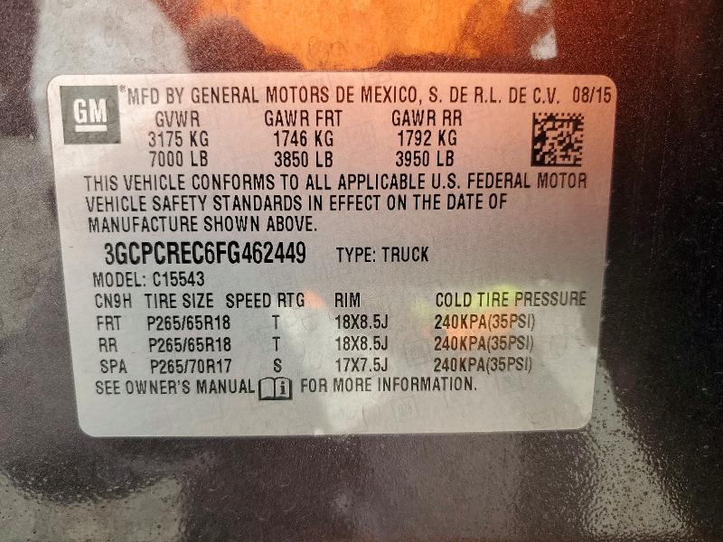 Продаж на аукціоні авто 2015 Chevrolet Silverado, vin: 3GCPCREC6FG462449, номер лоту: 58591686