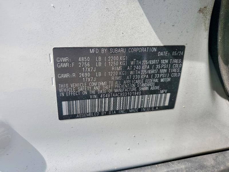 58952136 :رقم المزاد ، 4S4BTAAC9S3101940 vin ، 2025 Subaru Outback مزاد بيع