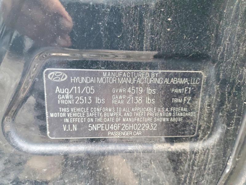 Aukcja sprzedaży 2006 Hyundai Sonata, vin: 5NPEU46F26H022932, numer aukcji: 57851646