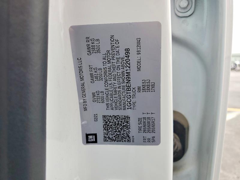 Aukcja sprzedaży 2021 Chevrolet Colorado, vin: 1GCGTBEN9M1220498, numer aukcji: 56165406