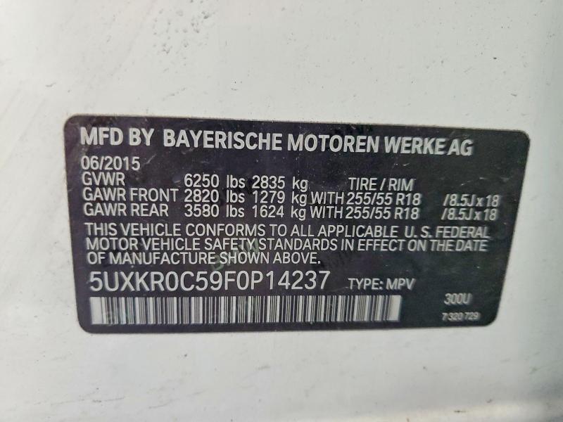 2015 Bmw X5 მანქანა იყიდება აუქციონზე, vin: 5UXKR0C59F0P14237, აუქციონის ნომერი: 58775186