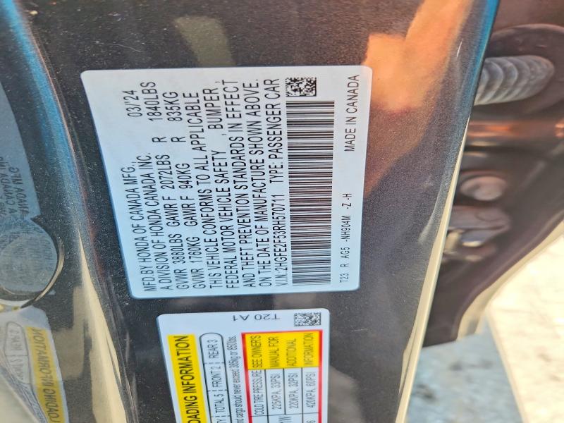 Продаж на аукціоні авто 2024 Honda Civic, vin: 2HGFE2F53RH570711, номер лоту: 56496176