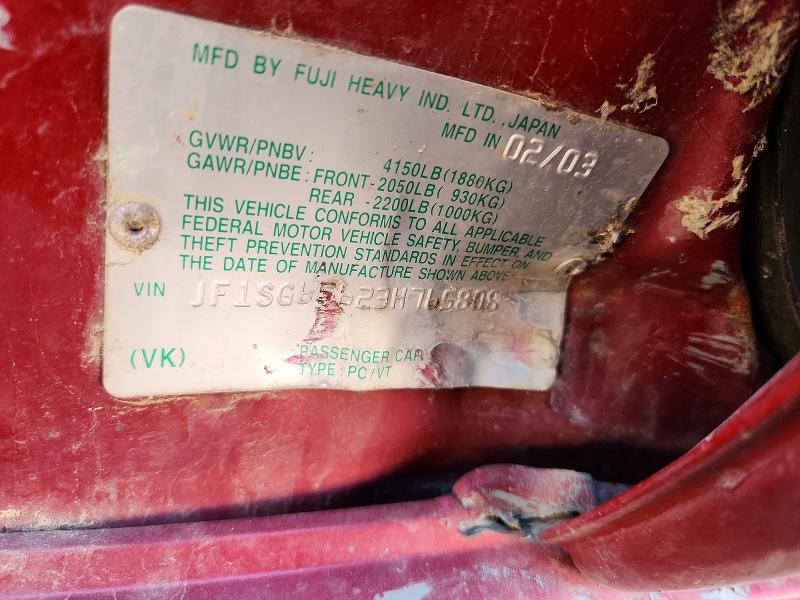 56780356 :رقم المزاد ، JF1SG65623H765808 vin ، 2003 Subaru Forester مزاد بيع