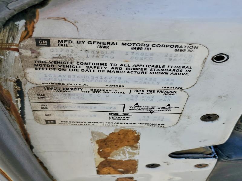 1981 Chevrolet Corvette მანქანა იყიდება აუქციონზე, vin: 1G1AY8760BS416278, აუქციონის ნომერი: 57512906