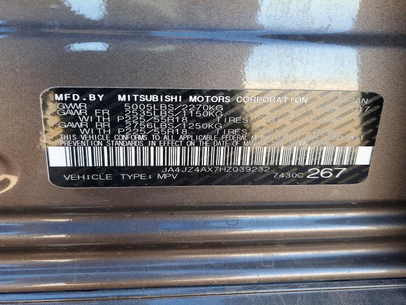 Продажа на аукционе авто 2017 Mitsubishi Outlander, vin: JA4JZ4AX7HZ039232, номер лота: 55722746