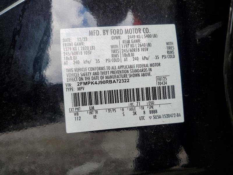 Aukcja sprzedaży 2024 Ford Edge, vin: 2FMPK4J90RBA72322, numer aukcji: 57121146