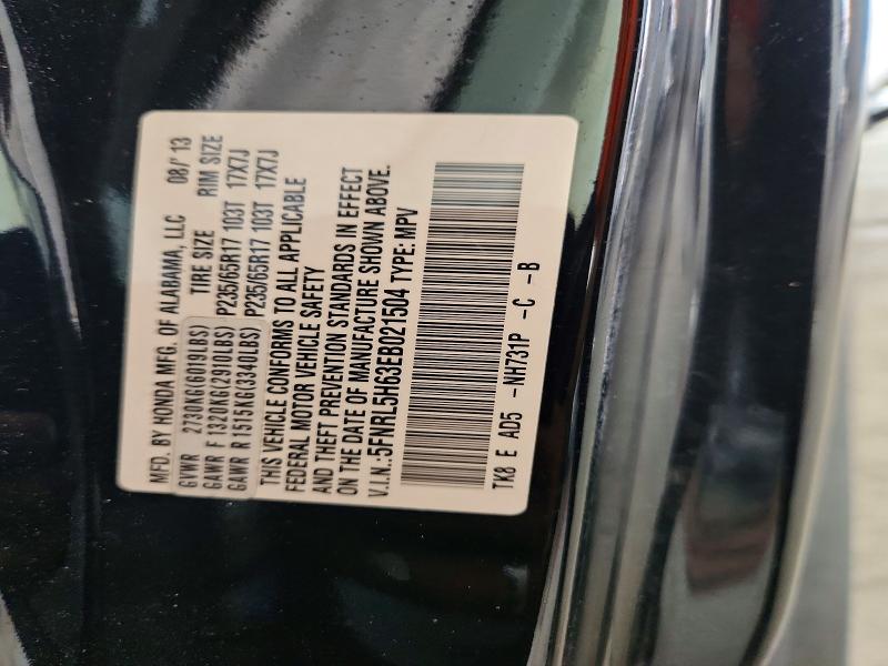 55620576 :رقم المزاد ، 5FNRL5H63EB021504 vin ، 2014 Honda Odyssey مزاد بيع