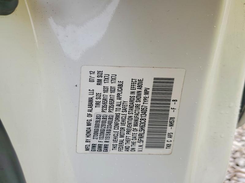 58413186 :رقم المزاد ، 5FNRL5H63CB134057 vin ، 2012 Honda Odyssey مزاد بيع