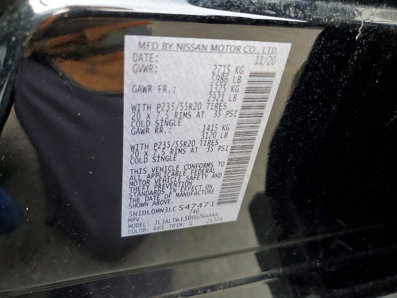 Aukcja sprzedaży 2020 Infiniti Qx60, vin: 5N1DL0MN3LC547471, numer aukcji: 57183116