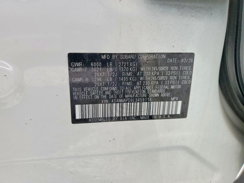 Aukcja sprzedaży 2020 Subaru Ascent, vin: 4S4WMAPD9L3459118, numer aukcji: 56453336