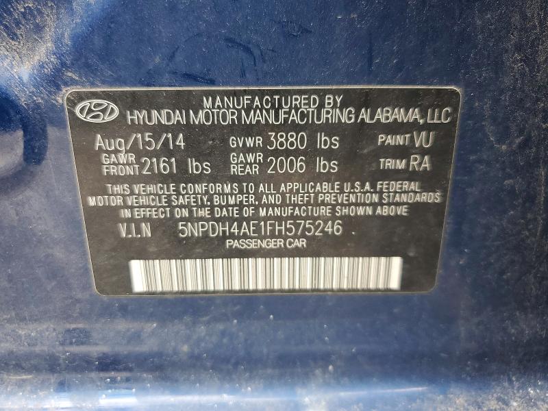 Продажа на аукционе авто 2015 Hyundai Elantra, vin: 5NPDH4AE1FH575246, номер лота: 57413326