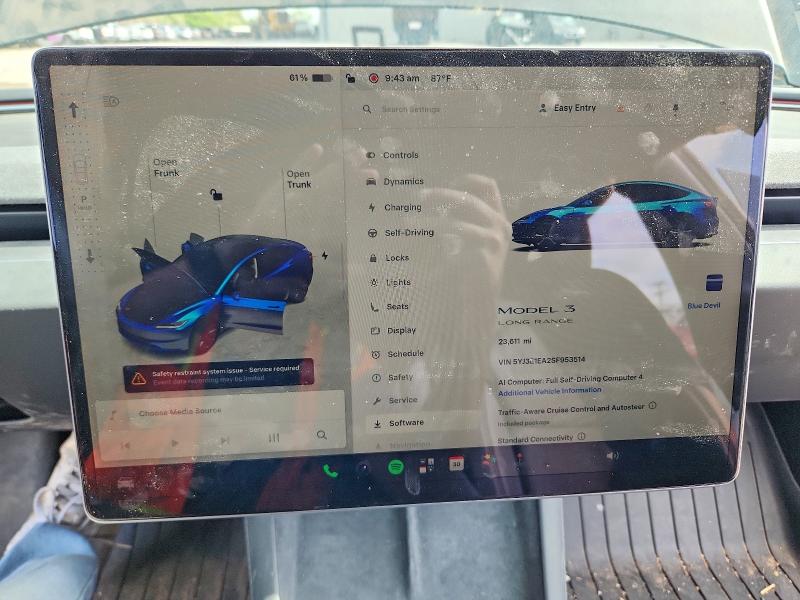 2025 Tesla Model 3 მანქანა იყიდება აუქციონზე, vin: 5YJ3E1EA2SF953514, აუქციონის ნომერი: 85611185