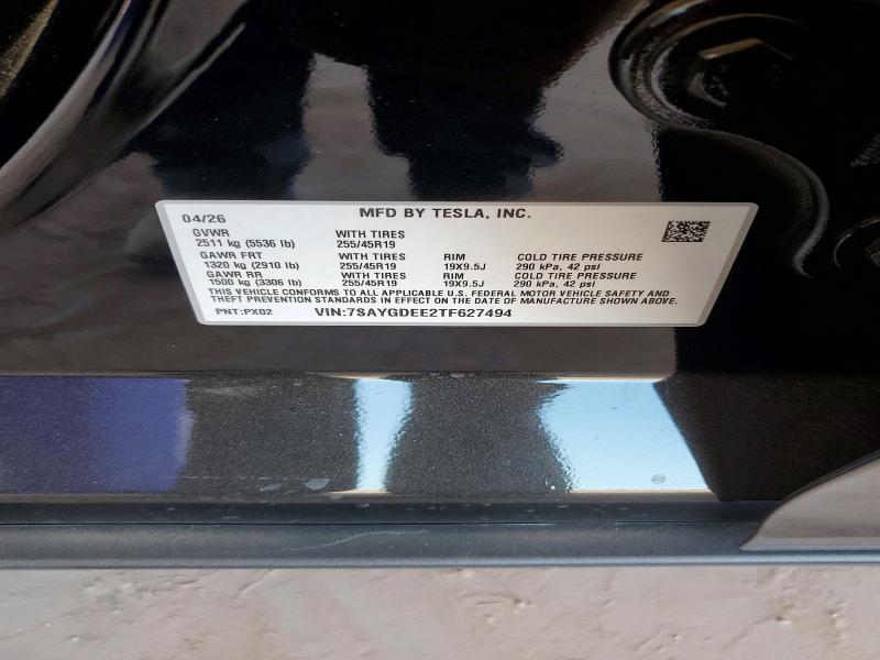 2026 Tesla Model Y მანქანა იყიდება აუქციონზე, vin: 7SAYGDEE2TF627494, აუქციონის ნომერი: 55423486