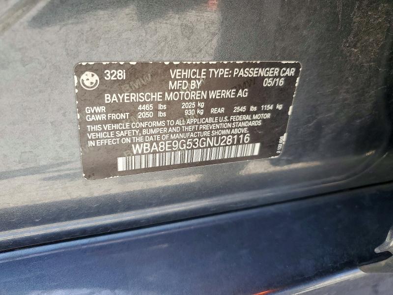 Aukcja sprzedaży 2016 Bmw 328, vin: WBA8E9G53GNU28116, numer aukcji: 95585085
