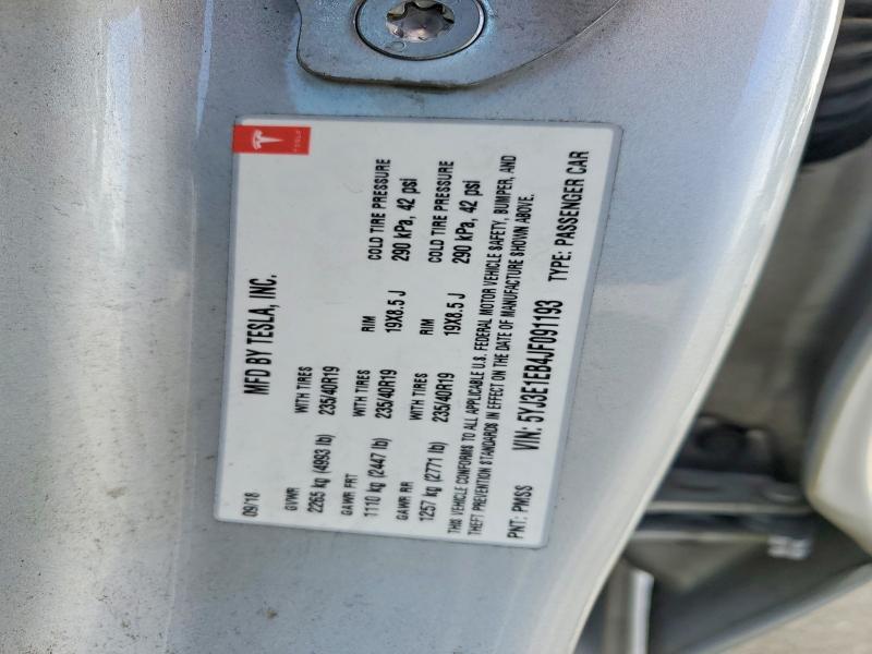 2018 Tesla Model 3 მანქანა იყიდება აუქციონზე, vin: 5YJ3E1EB4JF091193, აუქციონის ნომერი: 85449145