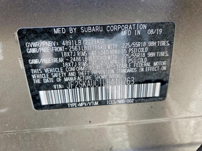 Aukcja sprzedaży 2020 Subaru Forester, vin: JF2SKAUC1LH410763, numer aukcji: 56188156