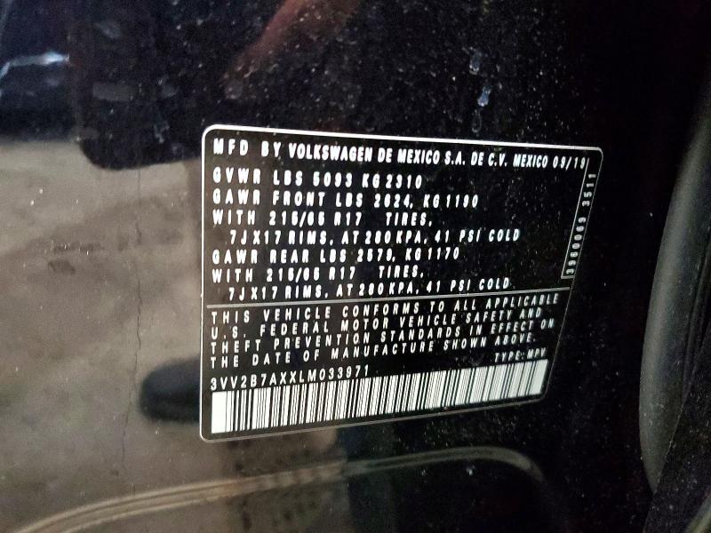 2020 Volkswagen Tiguan მანქანა იყიდება აუქციონზე, vin: 3VV2B7AXXLM033971, აუქციონის ნომერი: 58018596
