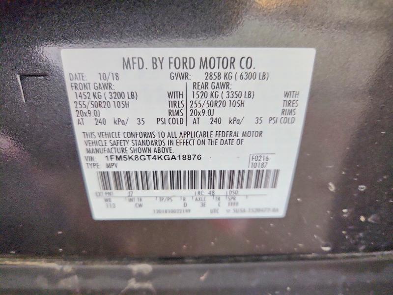 Aukcja sprzedaży 2019 Ford Explorer, vin: 1FM5K8GT4KGA18876, numer aukcji: 56521566