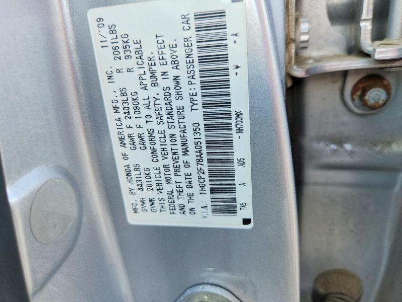 Aukcja sprzedaży 2010 Honda Accord, vin: 1HGCP2F78AA051350, numer aukcji: 56777656