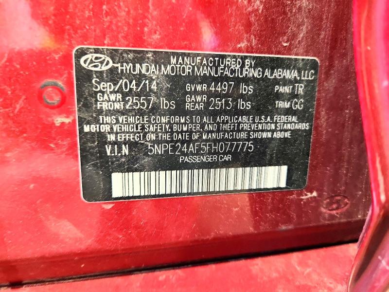 2015 Hyundai Sonata მანქანა იყიდება აუქციონზე, vin: 5NPE24AF5FH077775, აუქციონის ნომერი: 57045436