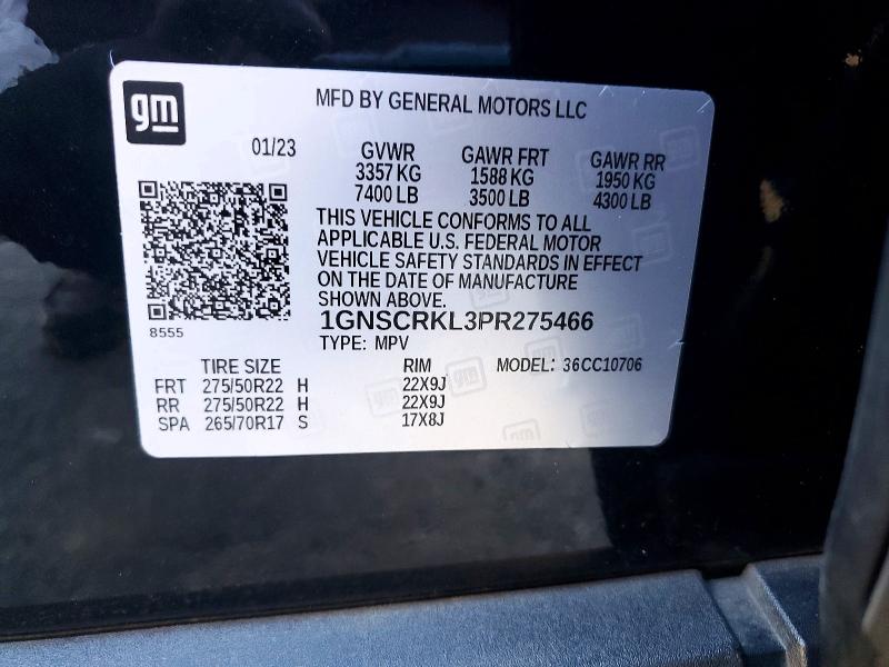 54817486 :رقم المزاد ، 1GNSCRKL3PR275466 vin ، 2023 Chevrolet Tahoe مزاد بيع