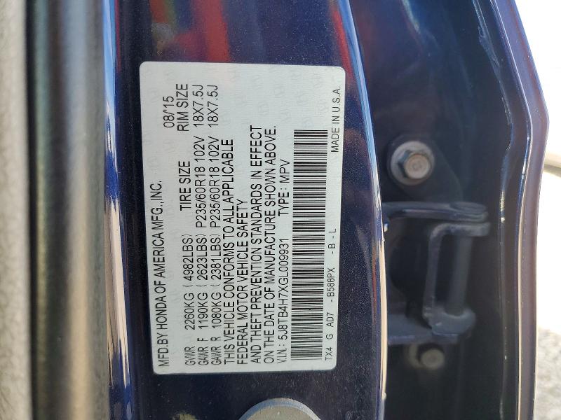 Aukcja sprzedaży 2016 Acura Rdx, vin: 5J8TB4H7XGL009931, numer aukcji: 55818926