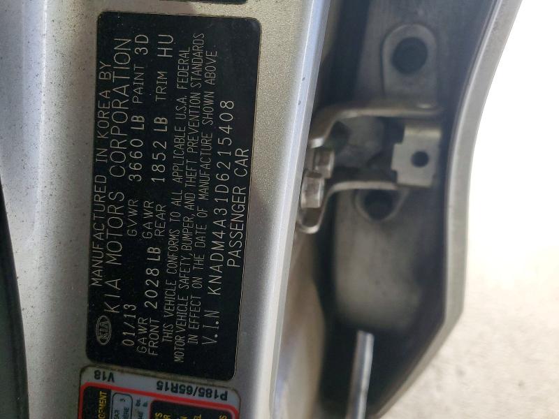 2013 Kia Rio მანქანა იყიდება აუქციონზე, vin: KNADM4A31D6215408, აუქციონის ნომერი: 57129606