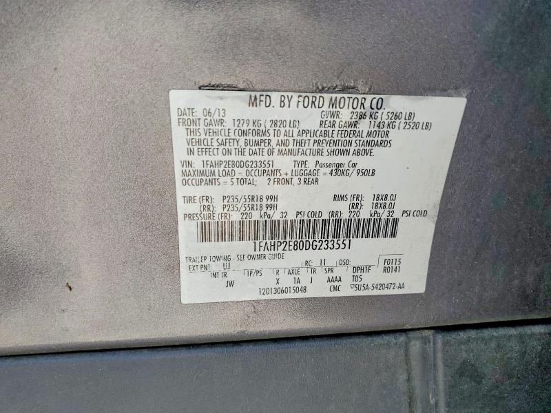 2013 Ford Taurus მანქანა იყიდება აუქციონზე, vin: 1FAHP2E80DG233551, აუქციონის ნომერი: 56505696