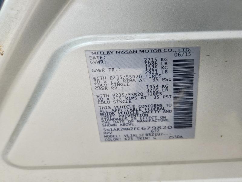 Aukcja sprzedaży 2015 Nissan Pathfinder, vin: 5N1AR2MN2FC679820, numer aukcji: 58236746