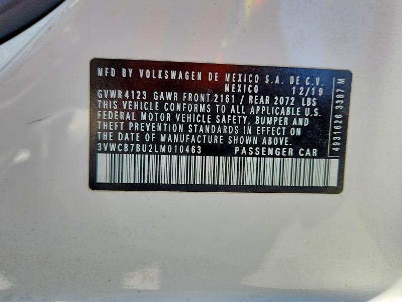 Aukcja sprzedaży 2020 Volkswagen Jetta, vin: 3VWCB7BU2LM010463, numer aukcji: 58618476