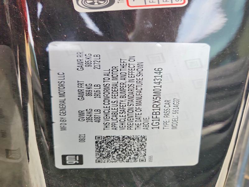 56778906 :رقم المزاد ، 1G1FB1RX5M0143146 vin ، 2021 Chevrolet Camaro مزاد بيع