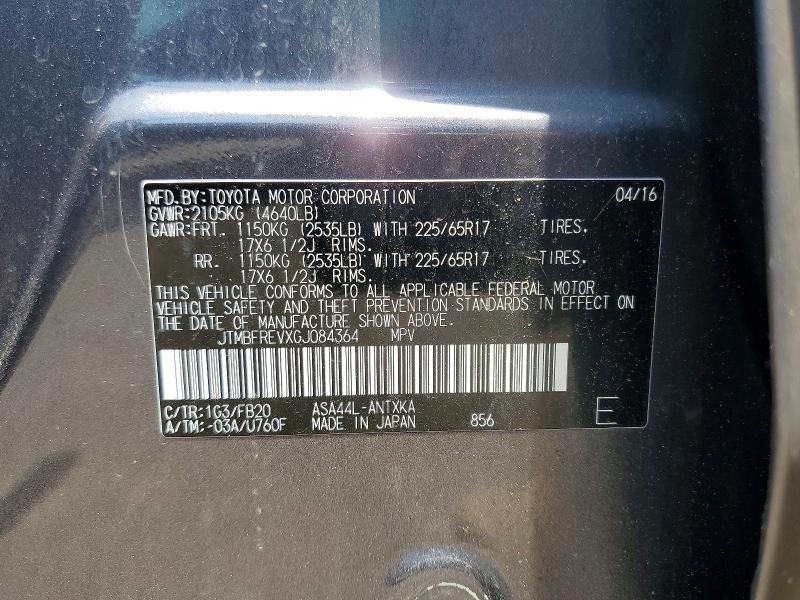 Aukcja sprzedaży 2016 Toyota Rav4, vin: JTMBFREVXGJ084364, numer aukcji: 58325636